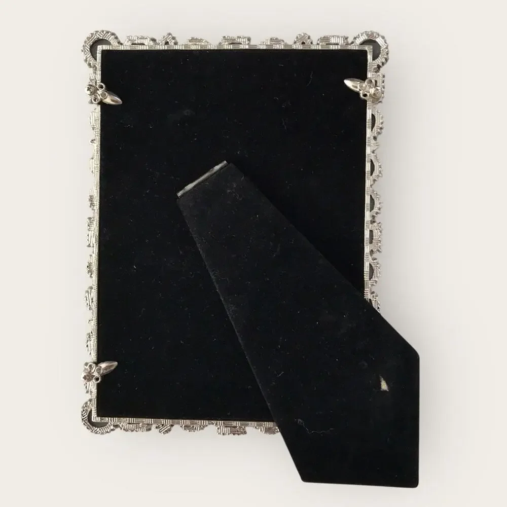 Papyrus Black & Silver Gemstone Picture Frame 5" x 7" Vintage - Picture 5 of 5